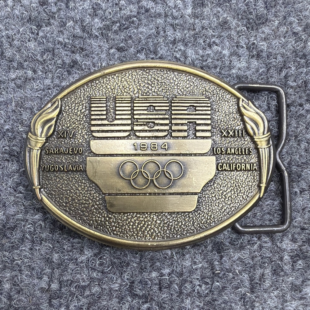 USA 1984 Olympics Belt Buckle Brass Bronze